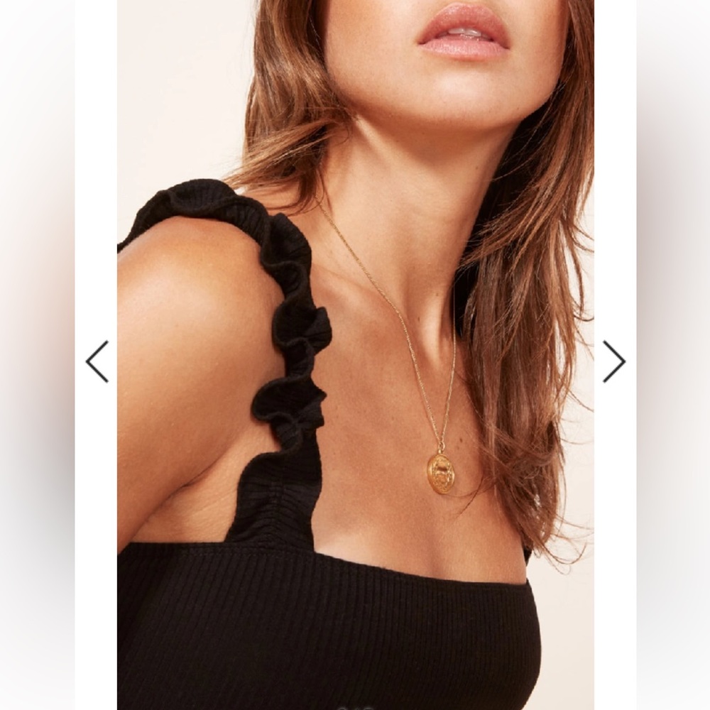 Reformation Hampton Ribbed Bodysuit Ruffle Strap - Picture 8 of 12
